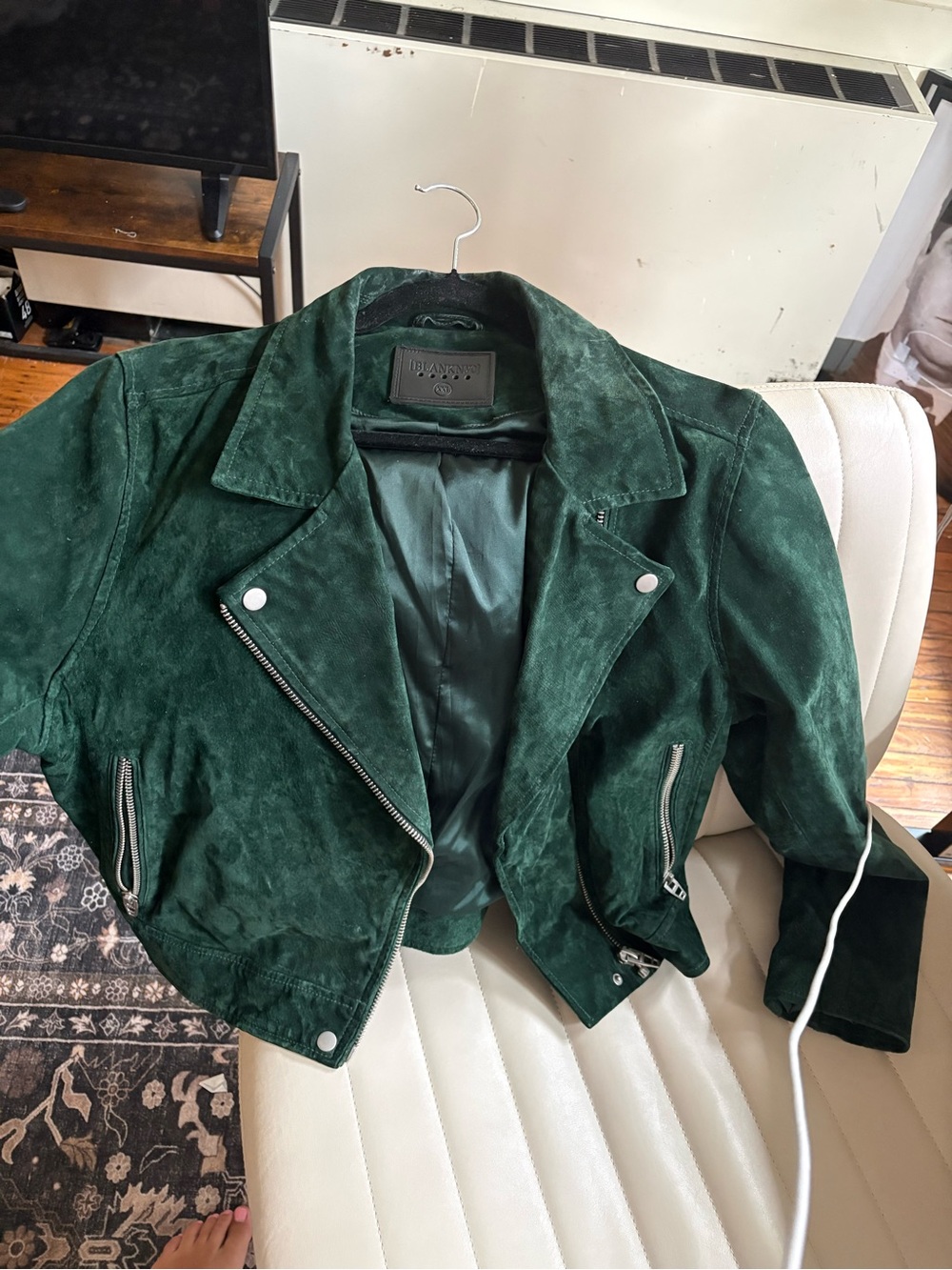 Blank NYC Forest Green Suede Moto Jacket